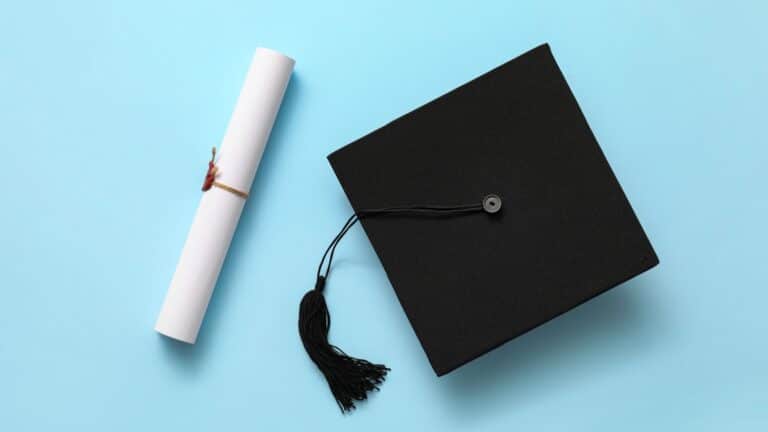 Photo of a graduation cap and diploma